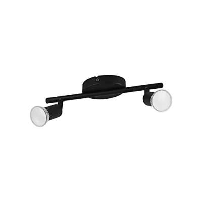 Afbeelding van EGLO Buzz LED, LED plafondlamp, 2 lichtpunten, metalen plafondspot, woonkamerlamp in zwart, keukenlamp, spots met GU10 fitting, lengte 28,5 cm