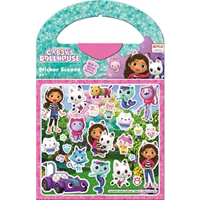Afbeelding van Paper Projects Gabby&#039;s Dollhouse 01.70.29.016 Poppenhuis activiteitenset met 6 scènes en ca. 50 stickers, 23,5 cm x 15