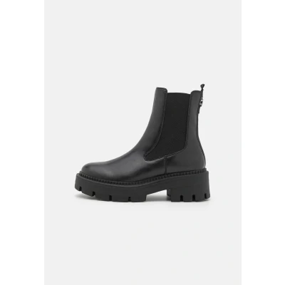 Afbeelding van Tamaris Enkellaarsjes met plateauzool, Dames, Maat: 37, Black Hoogwaardig imitatieleer