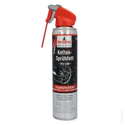 Afbeelding van Nigrin Moto bike 20620 Dry Lube motorkettingvet spray geschikt voor O Z en X ring kettingen corrosiebescherming 400 ml
