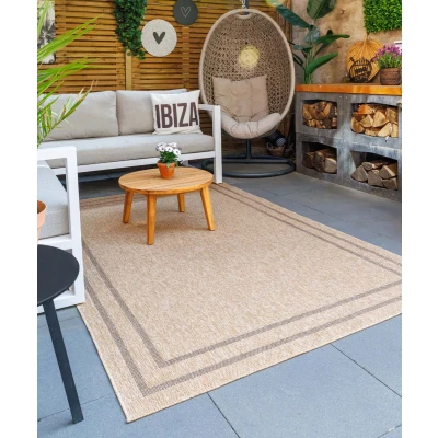 Afbeelding van Jute Buitenkleed Lijstmotief Elara Beige 67x180 Cm