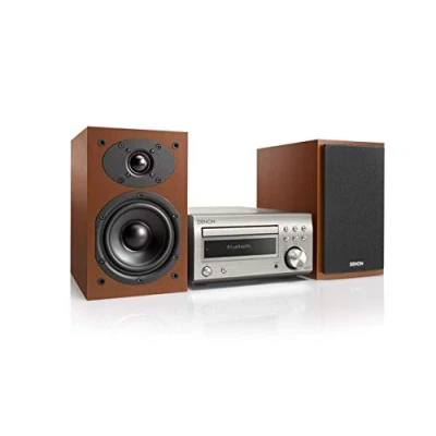 Afbeelding van Denon D M41 Mini HiFi systeem met CD, FM/AM Tuner, 30 Watt per Kanaal en Bluetooth Zilver/Cherry Wood