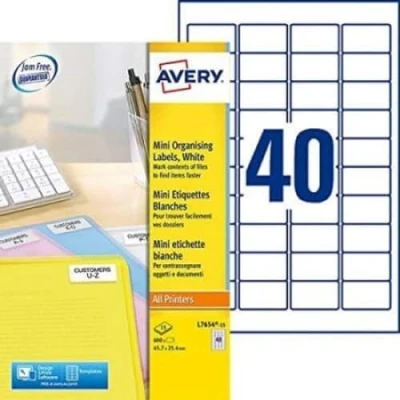 Afbeelding van AVERY 600 mini etiketten wit Laser print (L7654), standaard, 45,7 x 25,4 mm