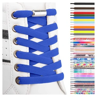 Afbeelding van SULPO Elastische veters van rubber zonder knopen plat, met schroefsluiting, Blauw