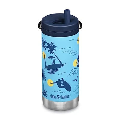 Afbeelding van Klean Kanteen Tk Wide 355 ml Drinkfles voor kinderen met twist cap rietjesbeker Blue surfer