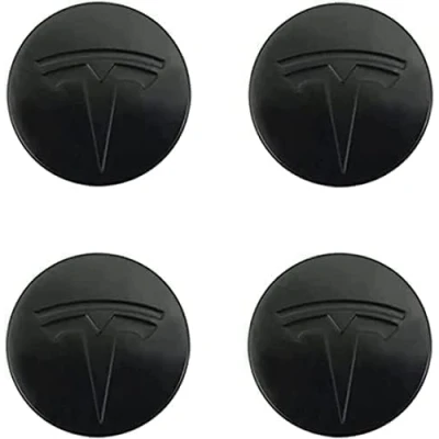 Afbeelding van SANSHAOS Set van 4 zelfklevende naafdoppen met logo voor Tesla Model S, X, 3, Y 60 mm, B