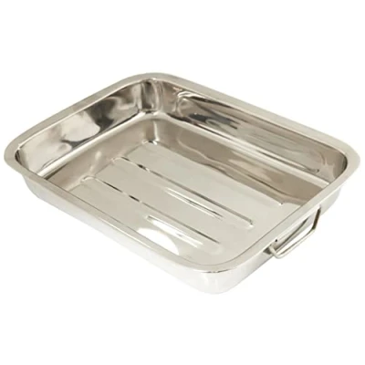 Afbeelding van Ibili Clásica 651435 braadpan, roestvrij staal, met inklapbare metalen handgrepen, 35 x 26 6,5 cm