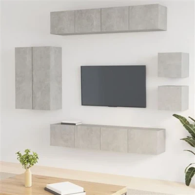 Afbeelding van vidaXL 8 delige Tv meubelset bewerkt hout betongrijs