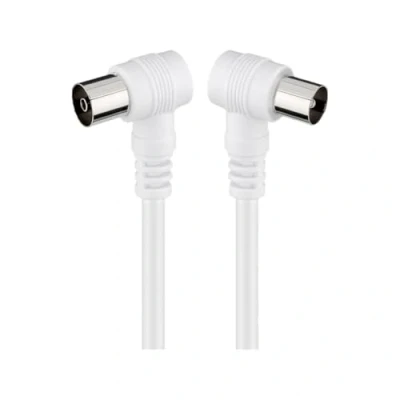 Afbeelding van Goobay 11522 Haakse antennekabel, satelliet coaxiale kabel, stekker, 90 naar jack, dubbel afgeschermd, 75 Ohm, 70 dB, wit, 5 m