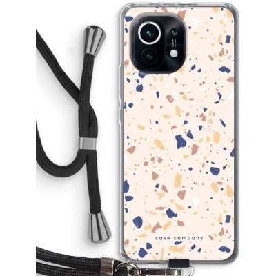 Afbeelding van Case Company® hoesje met Koord geschikt voor Xiaomi Mi 11 Terrazzo N23 Telefoonhoesje Zwart Bescherming aan alle Kanten en Over de Schermrand