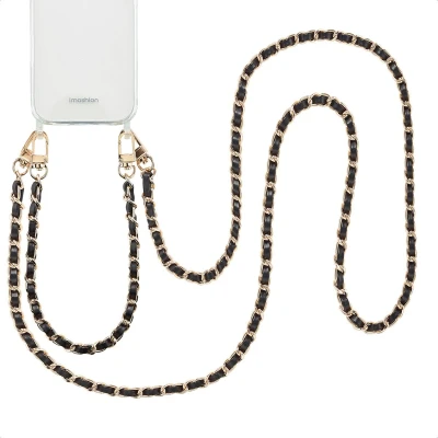 Afbeelding van imoshion Universeel PU Leather Cord Telefoon Ketting GSM Koord geschikt voor iPhone en Samsung Zwart