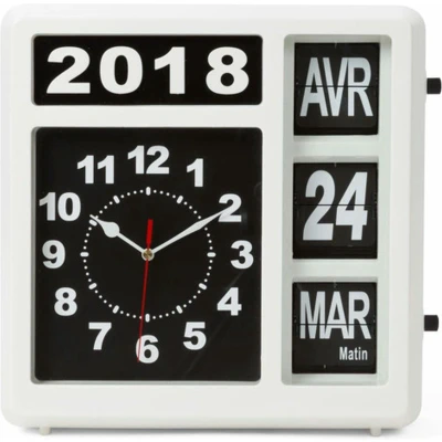 Afbeelding van Wandklok met flipover kalender 31 x cm frans Velleman
