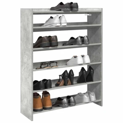 Afbeelding van Schoenenkast 80x25x100 cm bewerkt hout betongrijs