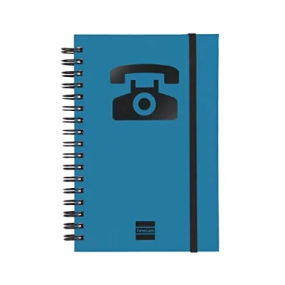 Image de Finocam Index téléphonique à spirale double et fermeture en caoutchouc (48 feuilles, 120 g, 100 x 150 mm) Bleu