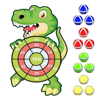 Afbeelding van Dart Dino® Dartspel dinosaurus voor kinderen, doel met kras ballen, grappig coördinatiespeelgoed, gemakkelijk op te hangen, binnen of buiten, jongens en meisjes, OriginalCup