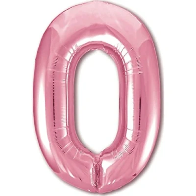 Afbeelding van ballon 10 20 30 40 50 60 70 80 90 jaar verjaardag nummer 0 metallic roze XXL reuzegroot 100 cm decoratie meisje. Lucht of Helium