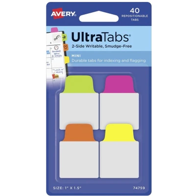 Afbeelding van Avery Zweckform Plakindex 74761 40 stuks/pak Pastelblauw, Pastelroze, Pastellila, Pastelgroen