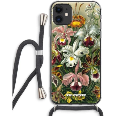 Afbeelding van Case Company® hoesje met Koord geschikt voor iPhone 11 Haeckel Orchidae Telefoonhoesje Zwart Extra Bescherming aan alle Kanten en Over de Schermrand