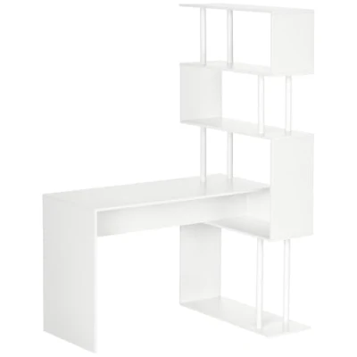 Afbeelding van HOMCOM Hoekbureau met legplanken, computerbureau, eigentijds design, L vorm, houten planken, 120 x 80 176 cm, wit
