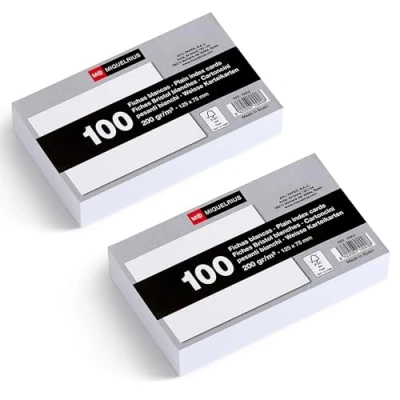 Afbeelding van Miquelrius Lot de 200 fiches cartonnées g/m², cartes d&#039;étude et préparation aux concours, format 125 x 75 mm, Flashcards, fournitures scolaires bureau