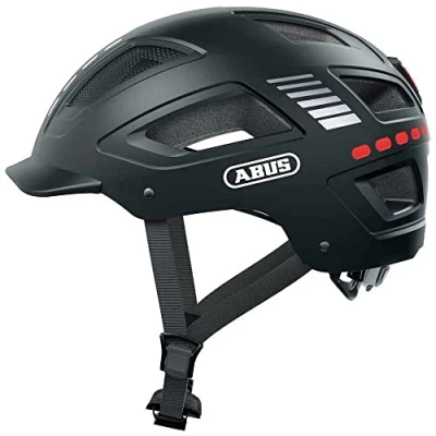 Afbeelding van ABUS Hyban 2.0 LED fietshelm met licht voor en achterlicht robuuste harde schaal dames heren matzwart, M