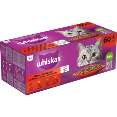 Afbeelding van Whiskas Classic Selectie In Gelei Maaltijdzakjes Kattenvoer 60x85 g