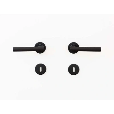 Afbeelding van Deurklink Foggy rond zwart mat recht complete set binnendeuren