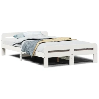 Afbeelding van vidaXL Bedframe zonder matras massief grenenhout wit 120x190 cm