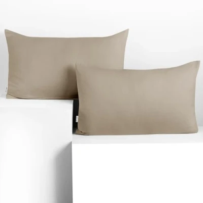 Afbeelding van DecoKing Set van 2 kussenslopen 50 x 60 cm katoenen jersey kussensloop met ritssluiting cappuccino amber