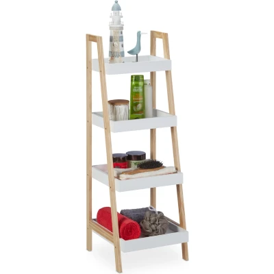 Afbeelding van badkamerrek 4 vakken 98,5 x 34,5 36 cm ladderrek badkamer wit