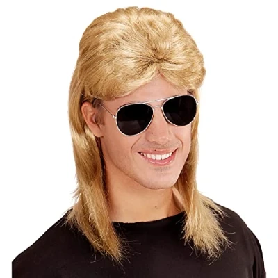 Afbeelding van Widmann 01854 Blonde pruik jaren 80 met bril voor carnaval en themafeesten