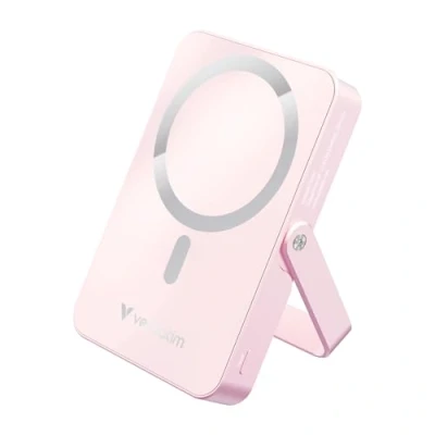 Image de Verbatim Charge &#039;n&#039; Go Banque d&#039;alimentation sans fil magnétique, avec support Li pol 10000 mAh 20 Watt 3 A PD (24 pin USB C) rose