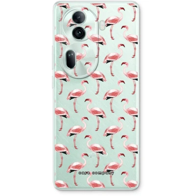Afbeelding van Case Company® hoesje geschikt voor Oppo Reno 11 Pro Flamingo Soft Cover Telefoonhoesje Bescherming aan alle Kanten en Schermrand