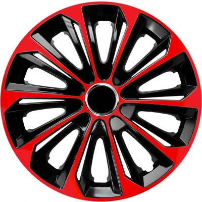 Afbeelding van NRM wieldoppen 16&quot; zwart met rood set van 4 stuks ABS / Duurzaam Resistant