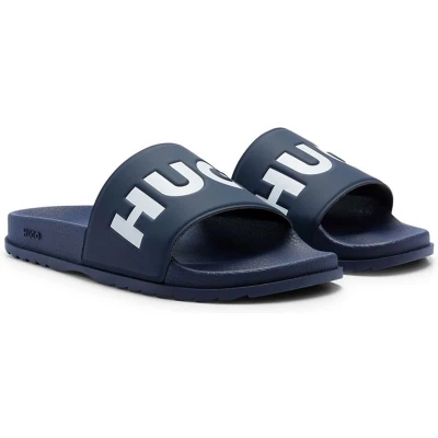 Afbeelding van HUGO BOSS heren Match It slipper met logo in de kleur Donkerblauw, maat: 40