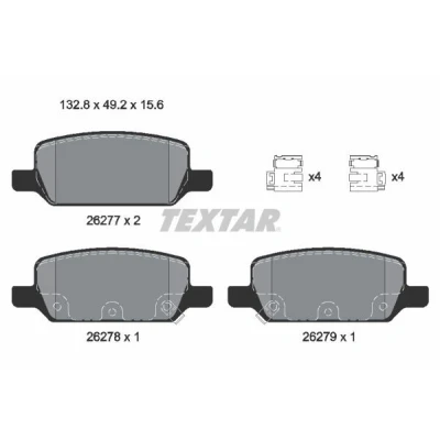 Afbeelding van TEXTAR 2627701 Remblokkenset Met akoestische slijtagewaarschuwing toebehoren TESLA: Model Y, 3