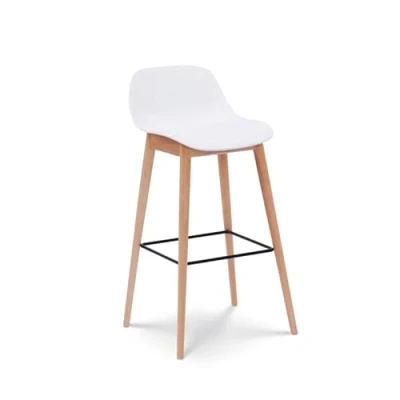 Afbeelding van Kosmi Barkruk in Scandinavische stijl met poten van natuurlijk hout hoogte 66 cm