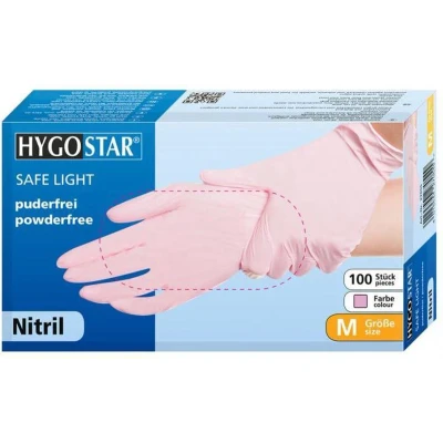 Afbeelding van Hygostar nitril handschoen roze 100 stuks maat M
