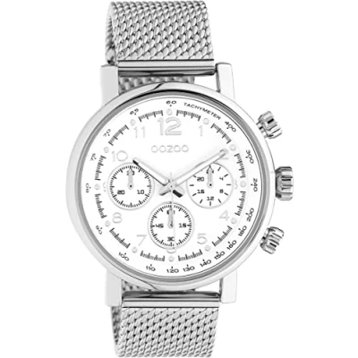 Afbeelding van OOZOO Timepieces zilverkleurige horloge met metalen mesh armband C10900