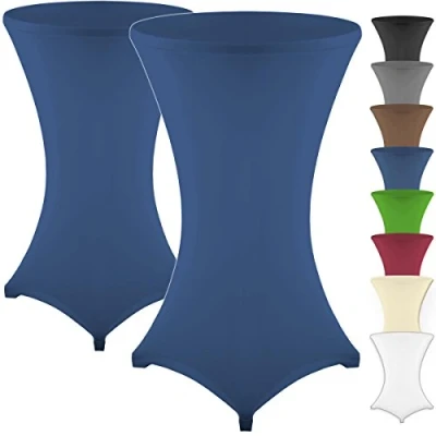 Afbeelding van Gräfenstayn Set van 2 stretch statafelhoezen Diana met Öko Tex zegel, versterking in het voetgedeelte, vele kleuren en maten Ø60 65cm / Ø70 75cm Ø80 85cm (blauw, 85cm)