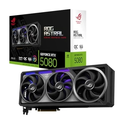 Afbeelding van ASUS ROG Astral NVIDIA GeForce RTX 5080 O16G Videokaart 16GB GDDR7 PCIe 5.0 2x HDMI 2.1b 3x DisplayPort 2.1a