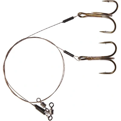 Afbeelding van Dragon Treble Hook Leader 1x7 Surfstrand AFW 13kg 40cm no.2 (2stuks) Roofvis onderlijnen