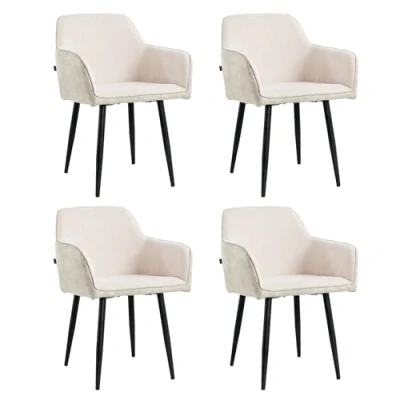 Afbeelding van Lina® Tony Eetkamerstoel Beige Set van 4 Ribstof