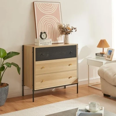 Afbeelding van Commode Tysnes dressoir 80x80x40 cm eikenkleurig en zwart [en.casa]