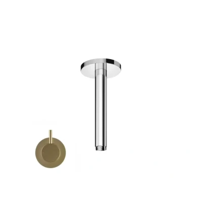 Afbeelding van HotBath Cobber plafondbuis rond 15cm Geborsteld messing