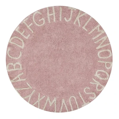 Afbeelding van Lorena Canals Wasbaar katoen vloerkleed ABC Vintage Nude Ø150cm