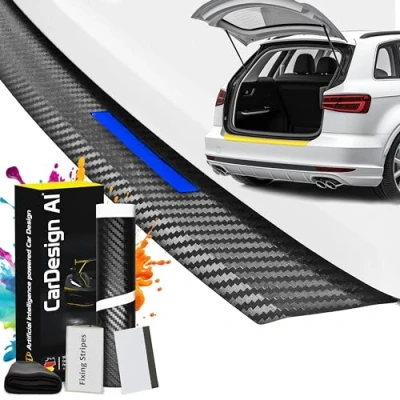 Afbeelding van Bumperbescherming compatibel met BMW X1 F48 2015 2022 (5 deurs SUV compact): lakbeschermingsfolie en krasbescherming voor koffer/bumper (carbonblauw)