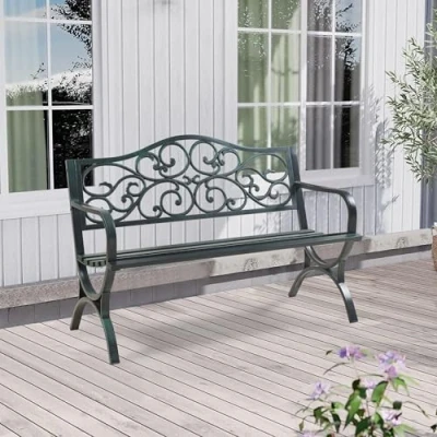 Afbeelding van Tuinbank Utav 127x53x79 cm donkergrijs met groene patina casa.pro