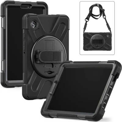 Afbeelding van Xccess Tablethoes geschikt voor Apple iPad Mini 7 (2024) Hardcase Backcover Survivor All round + Schouderband Schokbestendig Telefoonhoesje Anti Shock Proof Standaard Zwart