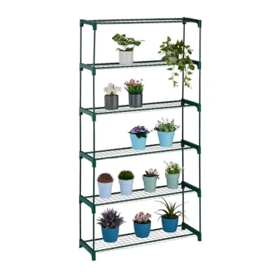 Afbeelding van Relaxdays plantenrek binnen 6 etages staal bloemenrek 173 cm hoog planten etagère